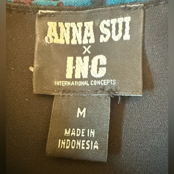 Anna Sui x Inc Womens Silk Blend Embroidered Bell Sleeve Whimsigoth Dress Medium - Picture 5 of 9